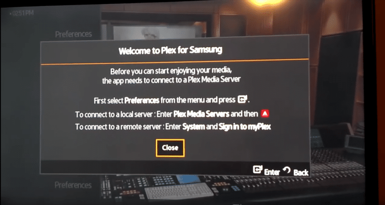 plex samsung tv server not available