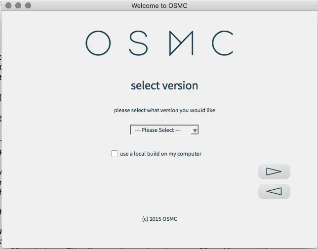 Here, you'll select the version of OSMC to install on your Raspberry Pi. Source: Flixed.io