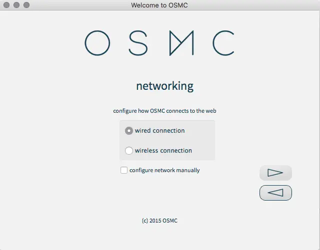 The networking settings menu of the OSMC installation utility. Source: Flixed.io